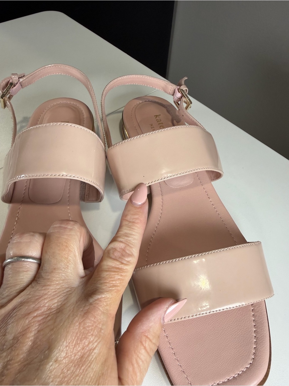 kate spade Pale Pink Double-Strap Square-Toe Sandals - Picture 6 of 6